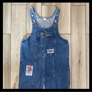 Vintage Gasoline Denim Jean Overalls Junior Small Straight Leg Y2K Patchwork
